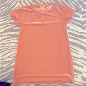 Pink velvet shortsleeved girls dress